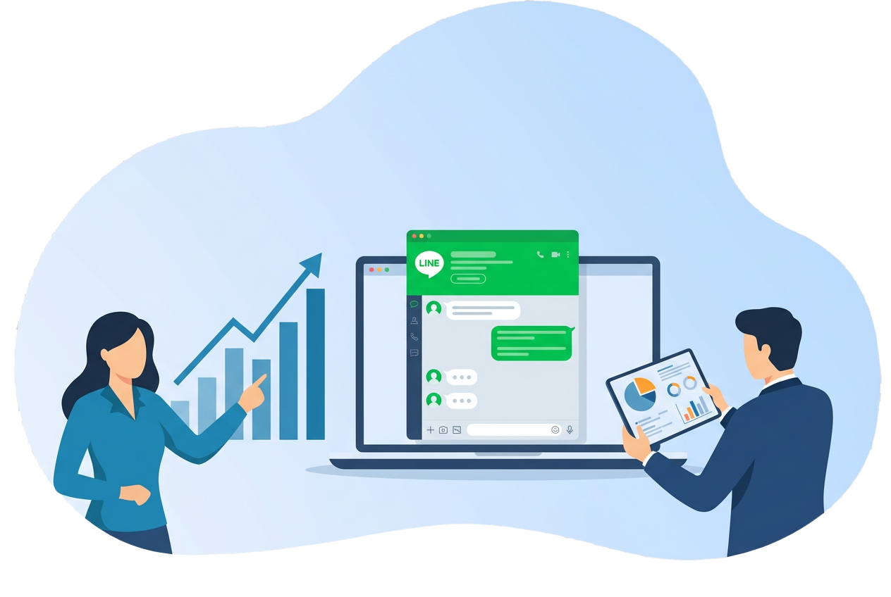 LINEマーケティング伴走サポート体制のイラスト
